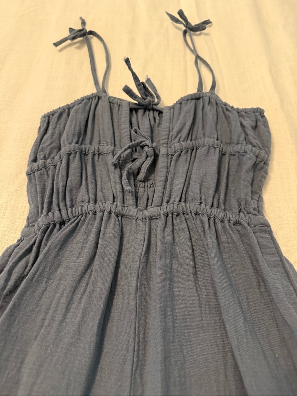 Treasure & Bond Slate Blue Smocked Tie-Shoulder Cami